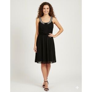 FROCK‎ and FRILL Black Beaded Neckline Dress
